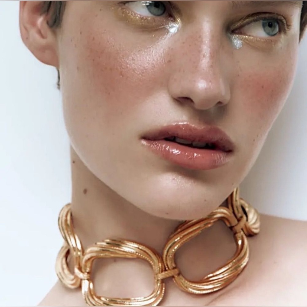 NWT Zara Elegant Gold Chain Choker Necklace - Picture 2 of 7